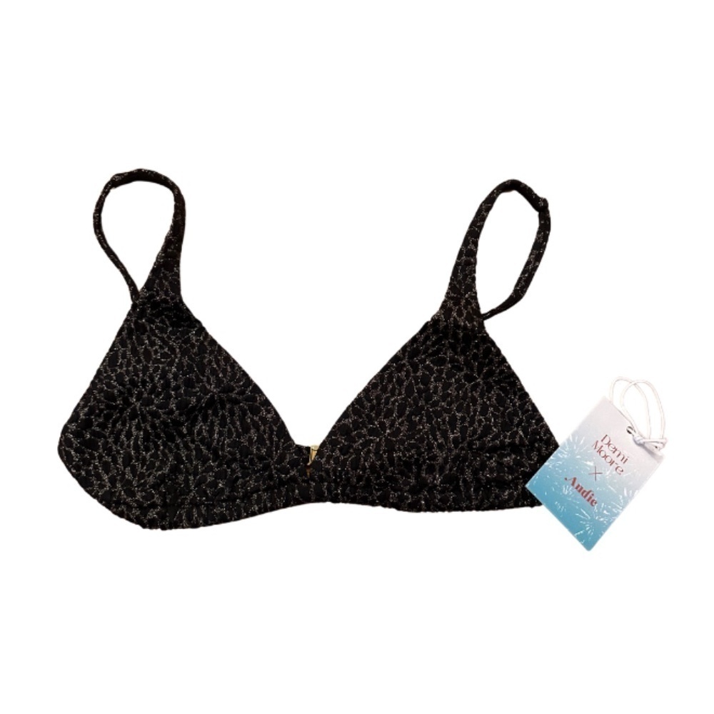 NWT Andie Swim x Demi Moore - The Tropez Top in Black with Gold Accents